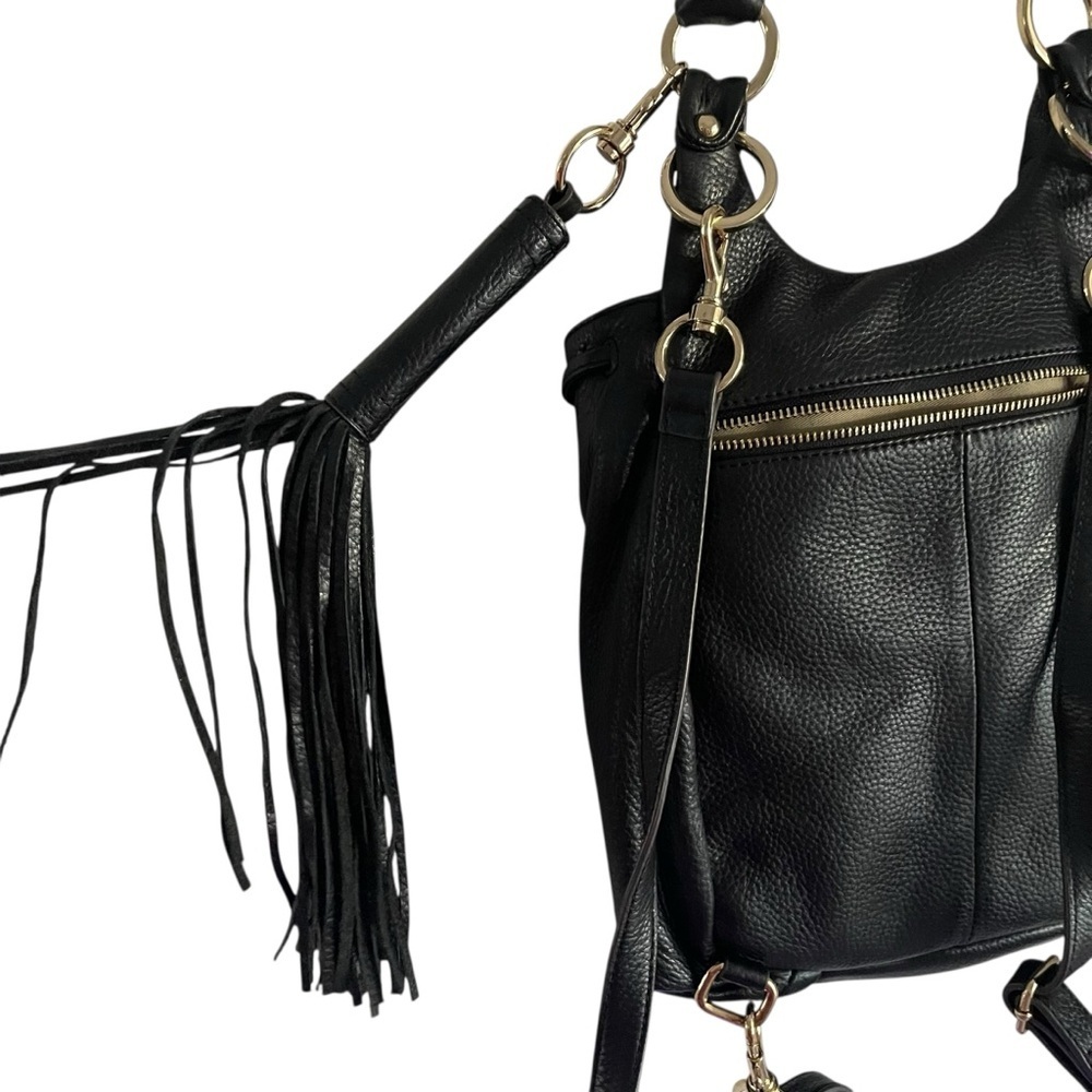 G.I.L.I. Black Leather Backpack with Sophisticated Design - Picture 6 of 7
